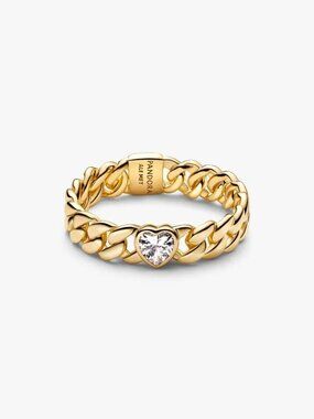 Pandora Heart Cuban Chain Ring